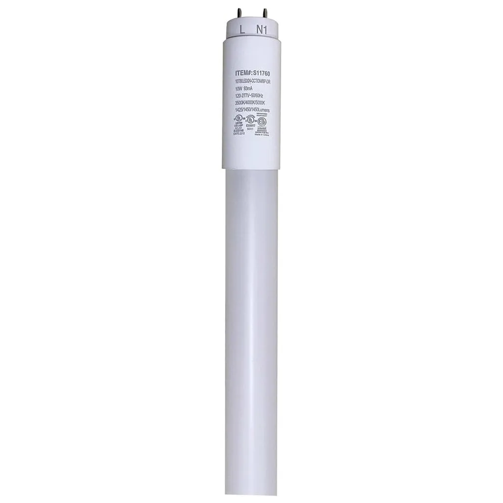 10W T8 LED - CCT Selectable - Medium bi-pin base - 50000 Hours - Type A/B - Ballast Bypass or Direct Replacement - Single or Double Ended Wiring - Glass with PET coating - 25-Pack