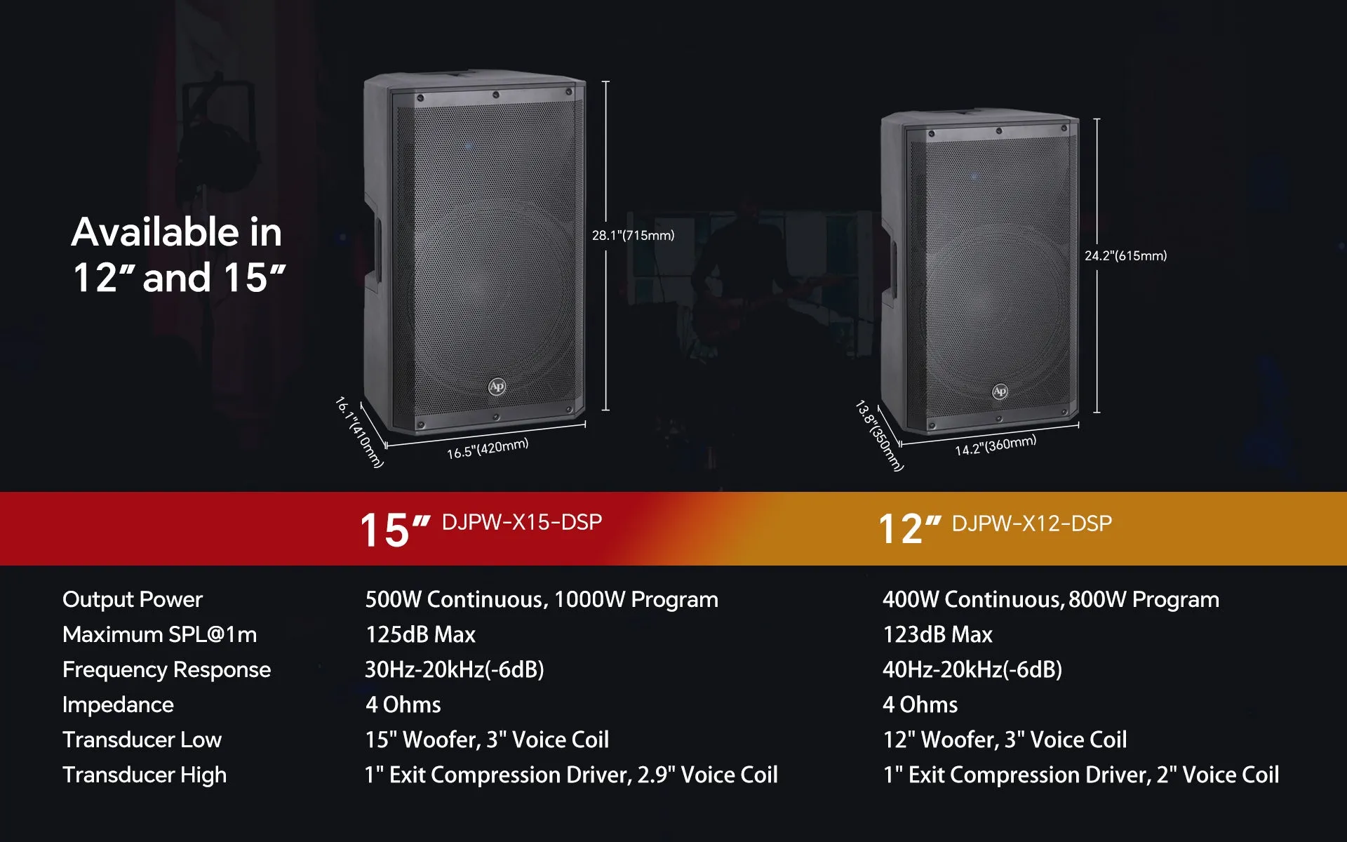 15" 2-Way Professional Active Loudspeaker ( DJPW-X15-DSP)
