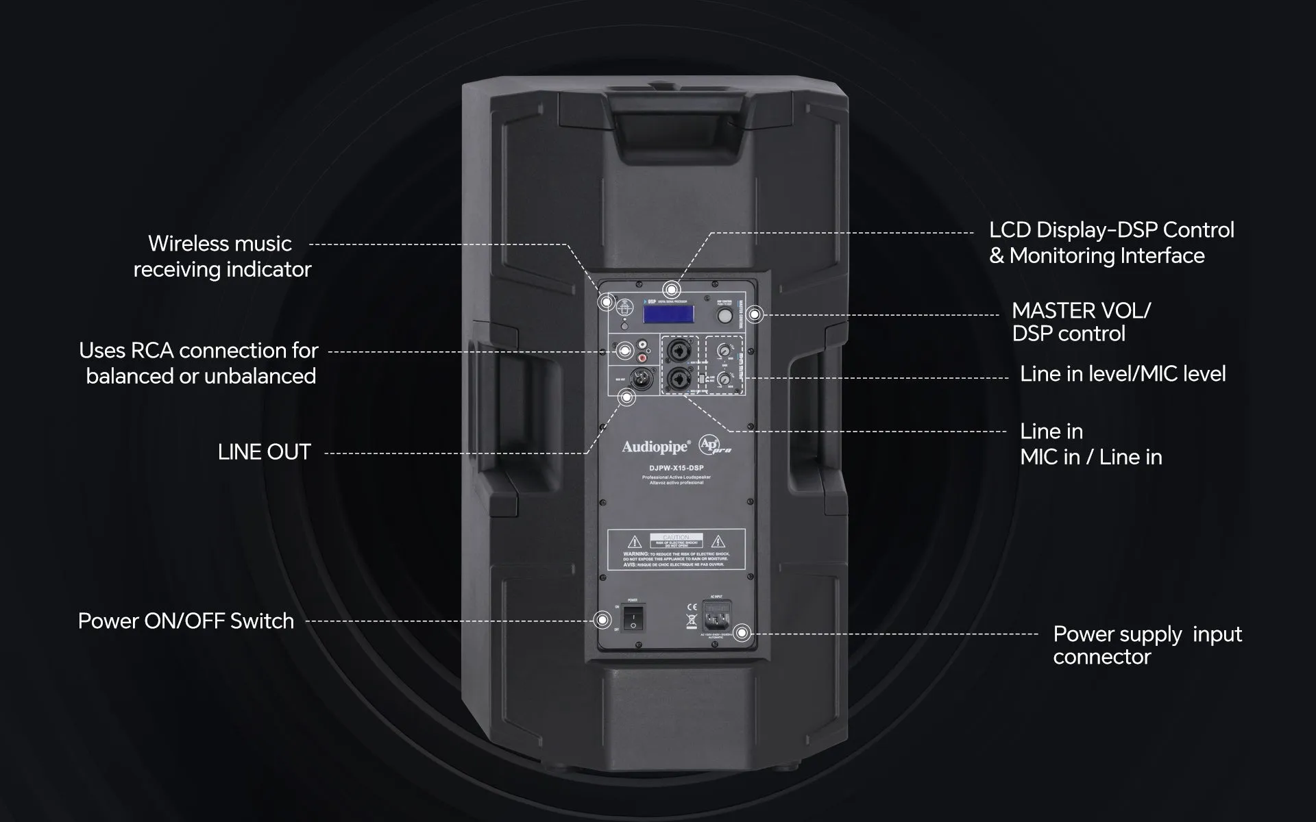 15" 2-Way Professional Active Loudspeaker ( DJPW-X15-DSP)