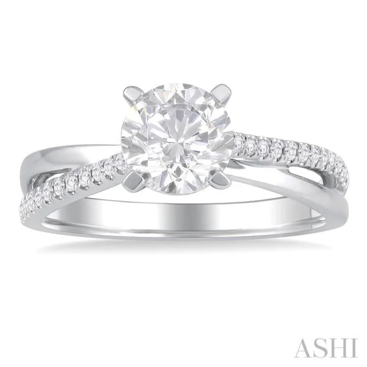 1/6 ctw Criss-Cross Round Cut Diamond Semi Mount Engagement Ring in 14K White Gold