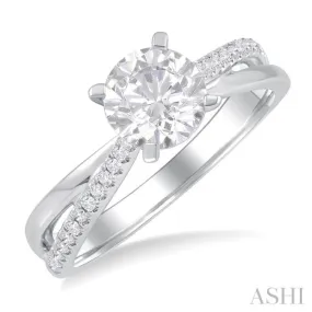 1/6 ctw Criss-Cross Round Cut Diamond Semi Mount Engagement Ring in 14K White Gold