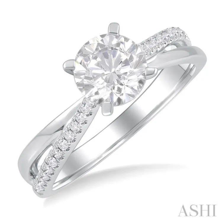 1/6 ctw Criss-Cross Round Cut Diamond Semi Mount Engagement Ring in 14K White Gold