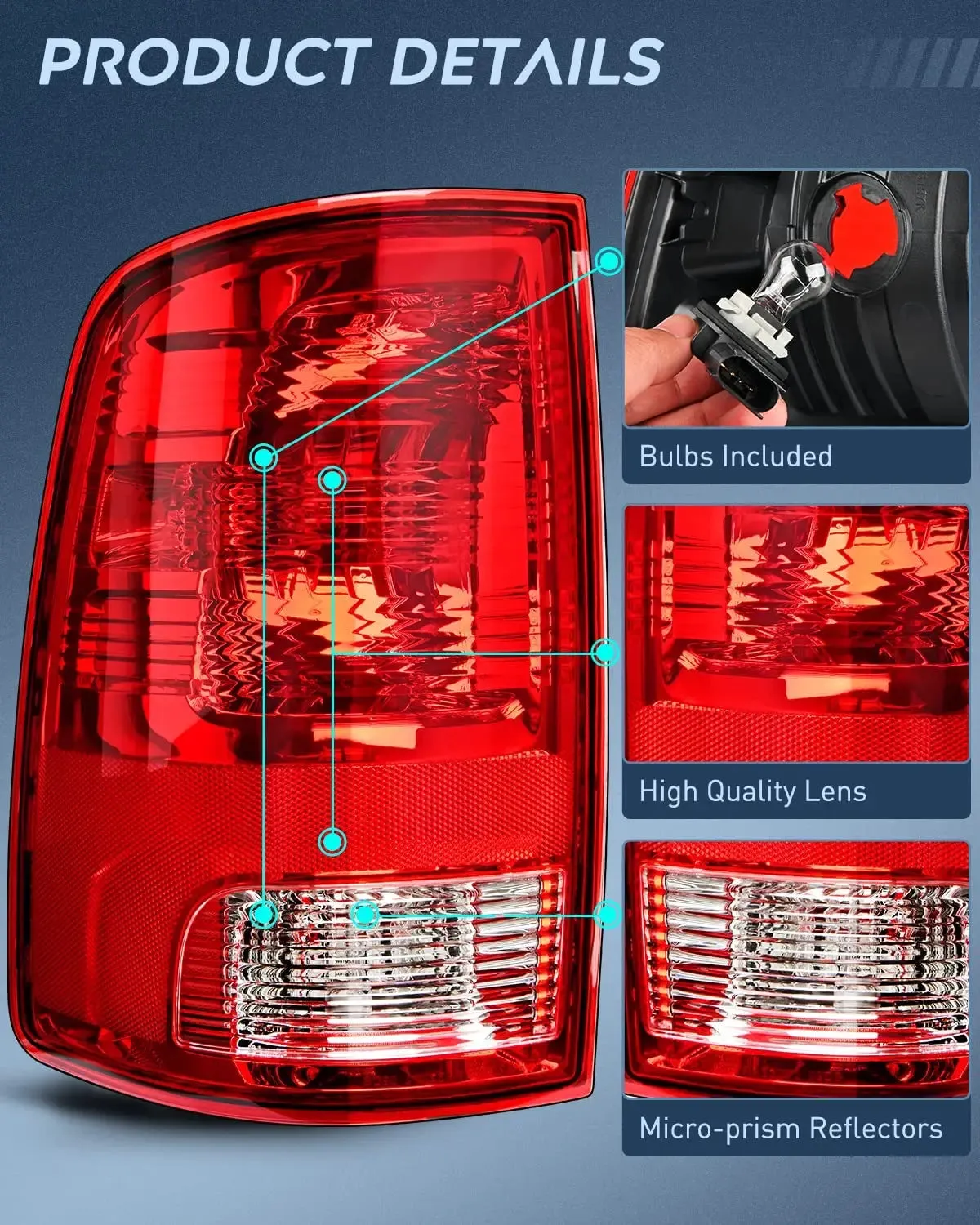 2009-2018 Dodge Ram 1500 2500 3500 Tail light Assembly Rear Lamp Replacement OE Style Driver Side