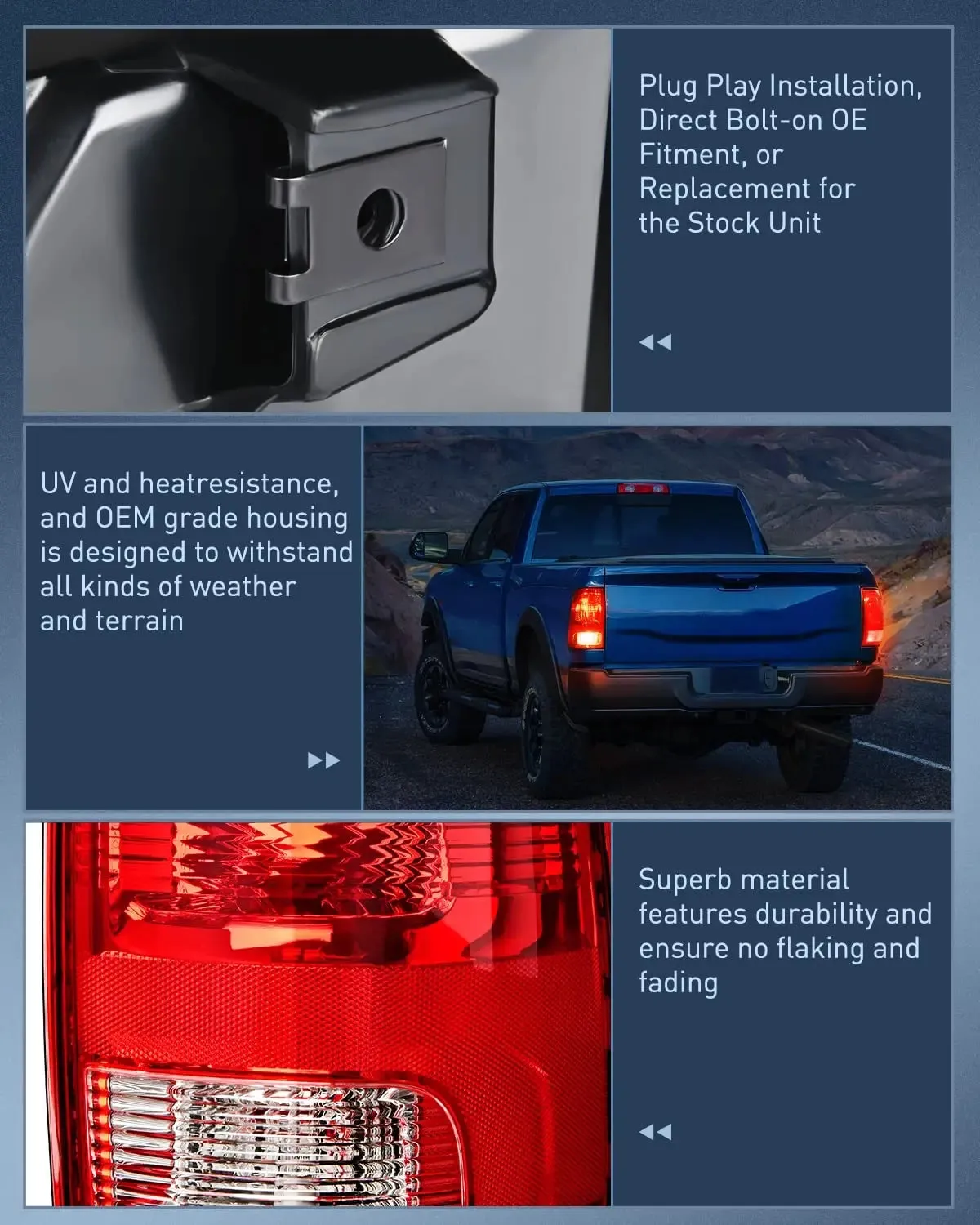 2009-2018 Dodge Ram 1500 2500 3500 Tail light Assembly Rear Lamp Replacement OE Style Driver Side