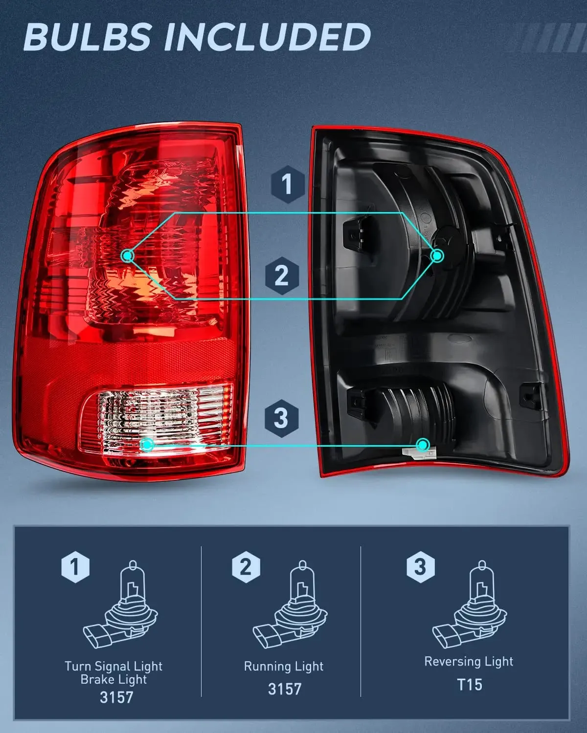 2009-2018 Dodge Ram 1500 2500 3500 Tail light Assembly Rear Lamp Replacement OE Style Driver Side