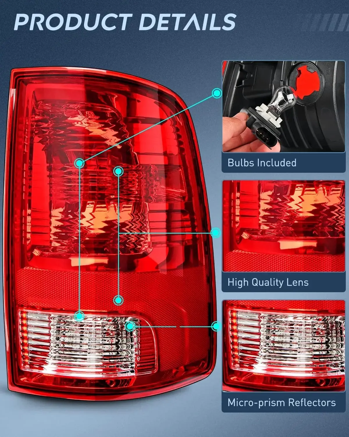 2009-2018 Dodge Ram 1500 2500 3500 Tail light Assembly Rear Lamp Replacement OE Style Passenger Side