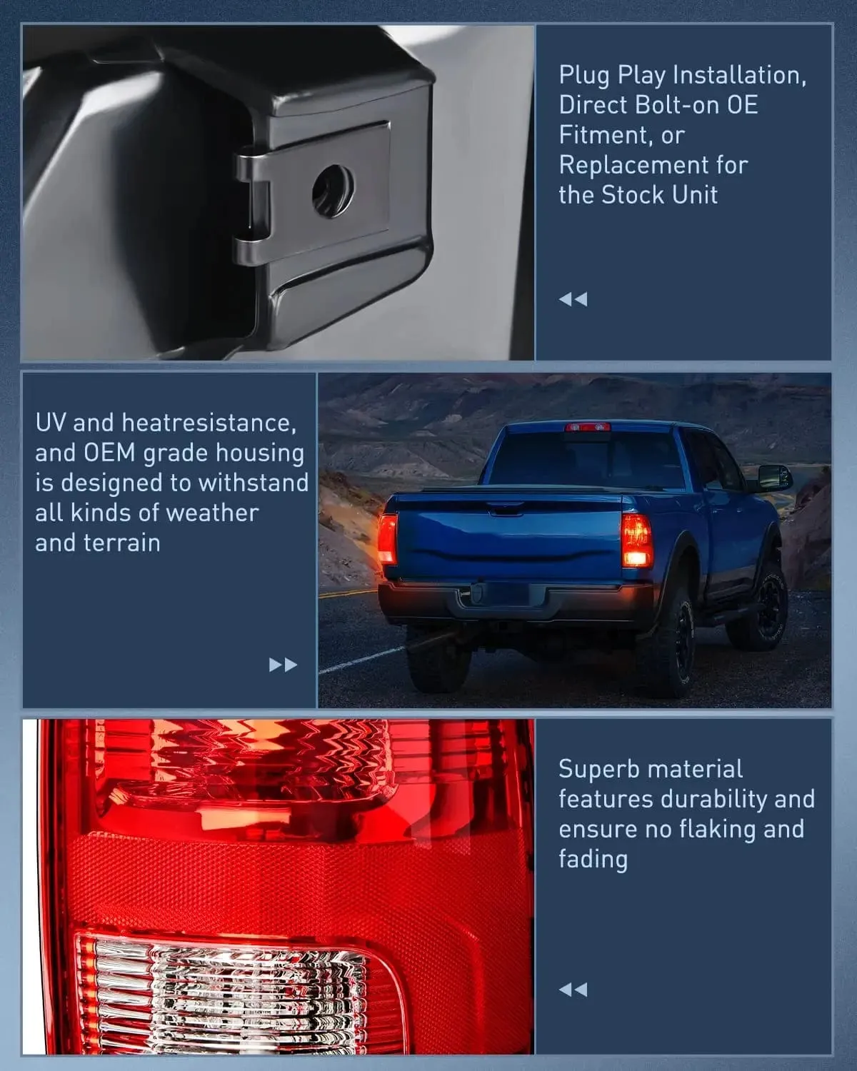 2009-2018 Dodge Ram 1500 2500 3500 Tail light Assembly Rear Lamp Replacement OE Style Passenger Side