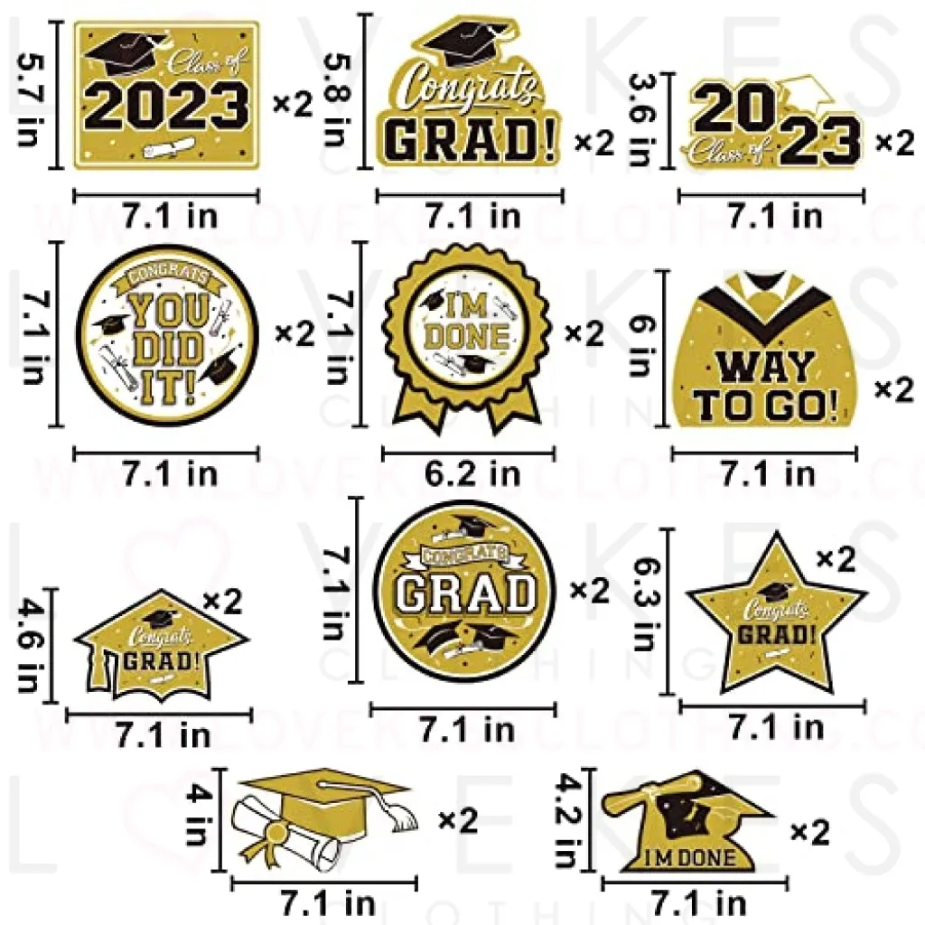 31 Pieces Graduation Party Supplies, 2023 Graduation Hanging Swirl Congrats Grad and Graduation Party Decorations(Glod, Black)