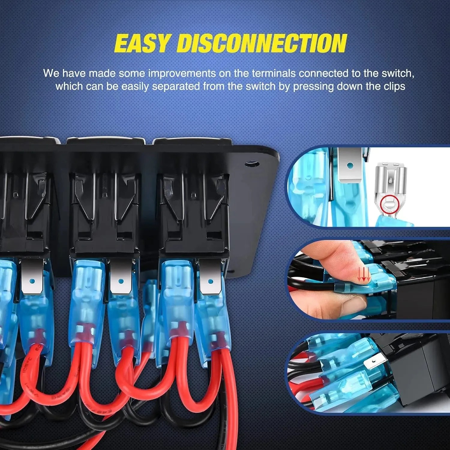 3Gang Sasquatch Lights/Wench Power/Rear Lights 5Pin ON/Off Rocker Switch Panel W/ USB Charger LED Voltmeter
