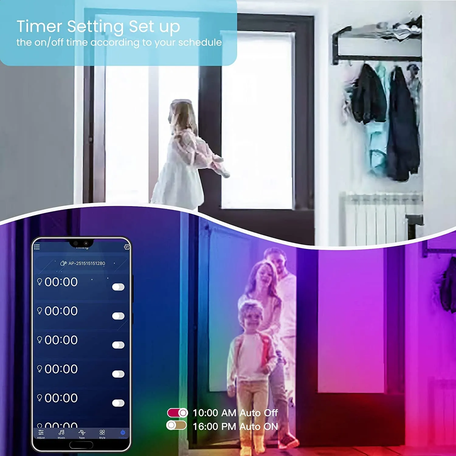 50 FT LED Strip Lights, Bluetooth LED Lights, Color Changing Light Strip with Music Sync