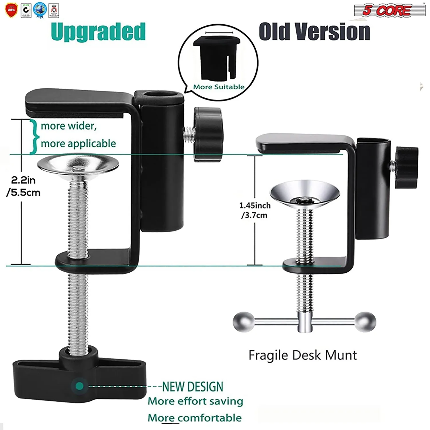 5Core 2 Pieces Microphone Mic Suspension Boom Scissor Arm Desk Stand