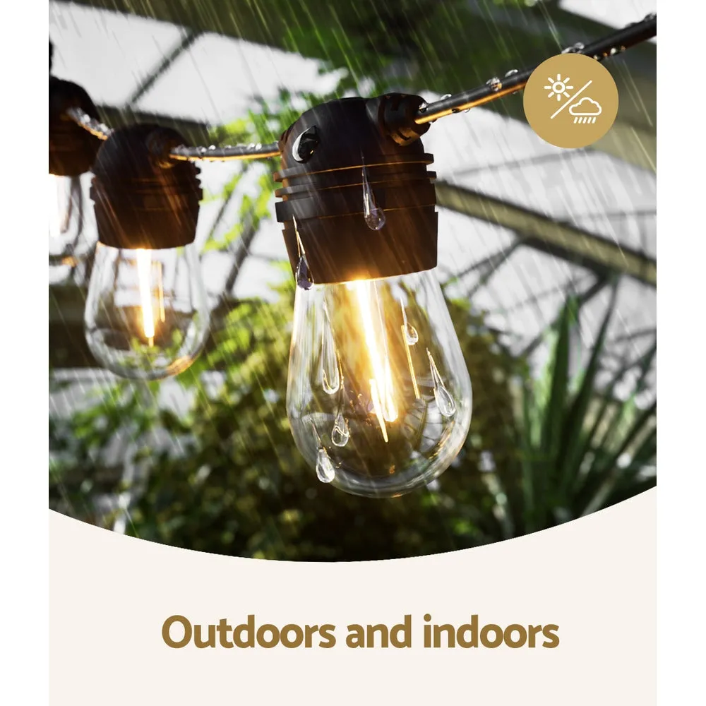 68m Solar Festoon String Lights LED Warm White 70 Bulbs