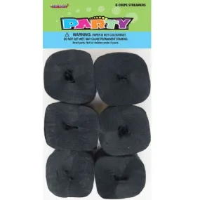 6pk Crepe Streamers - Black