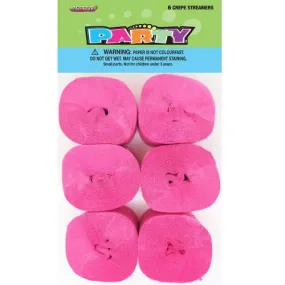 6pk Crepe Streamers - Hot Pink