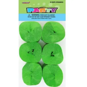 6pk Crepe Streamers - Lime Green