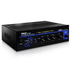 80 Watt Ac/Dc Microphone Pa Mono Amplifier With Usb/Sd/Fm/Bt - Led Level Display W/ 70V Output & Mic Talkover