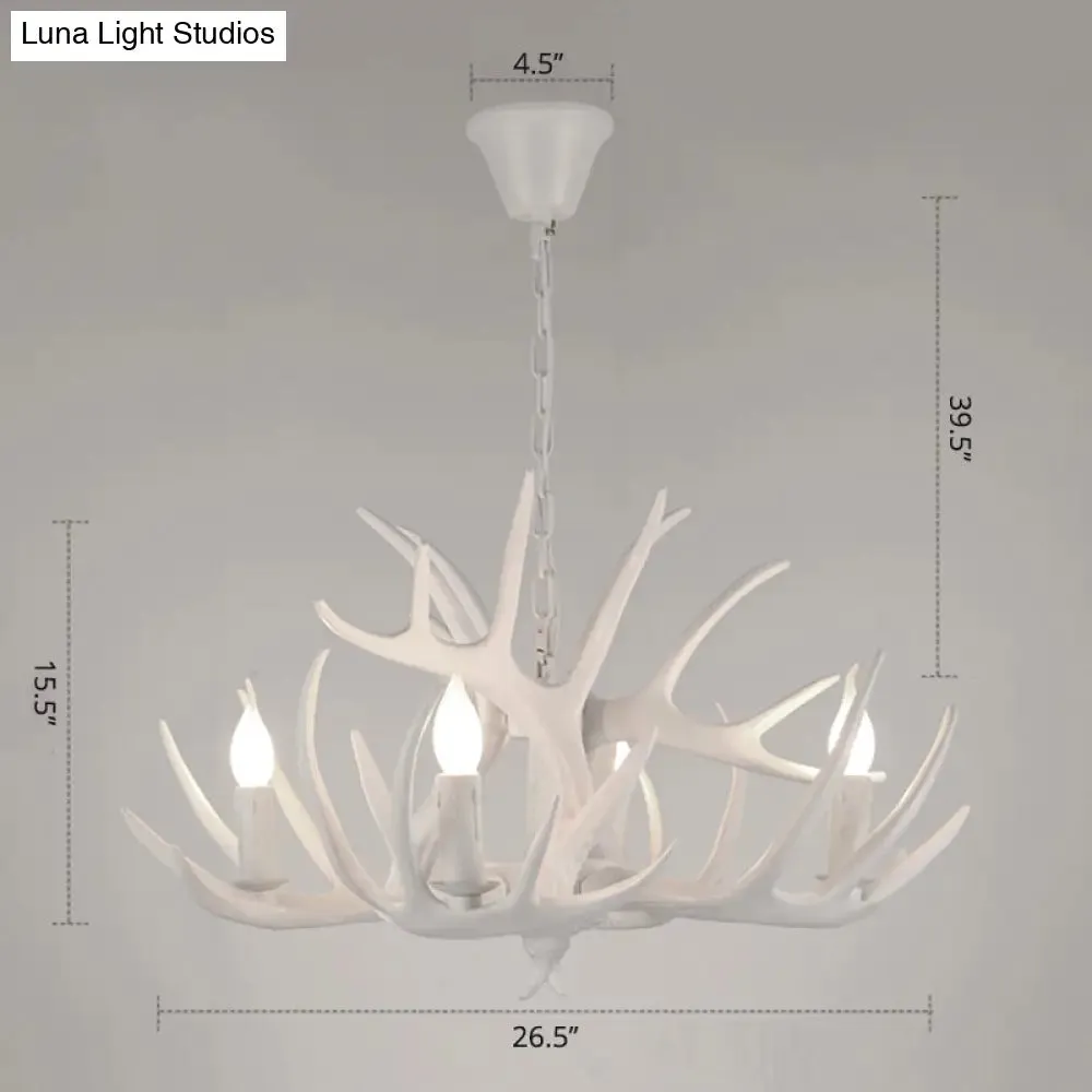 Antler Deco Resin Candle Chandelier: Country Style Suspension Light for Restaurant Ambience