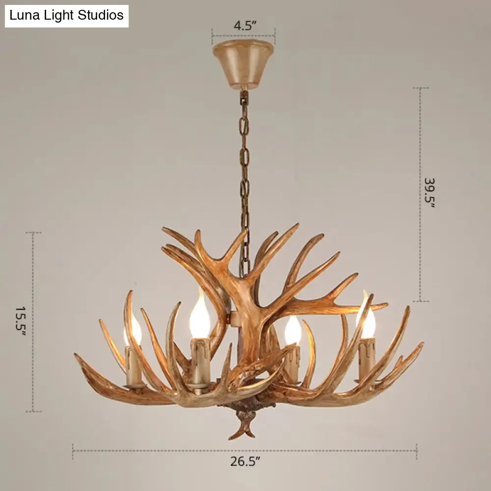 Antler Deco Resin Candle Chandelier: Country Style Suspension Light for Restaurant Ambience