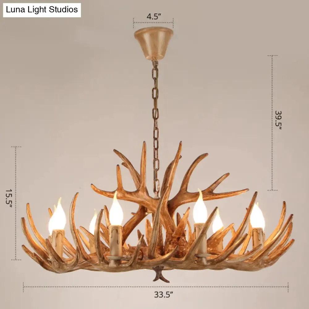 Antler Deco Resin Candle Chandelier: Country Style Suspension Light for Restaurant Ambience