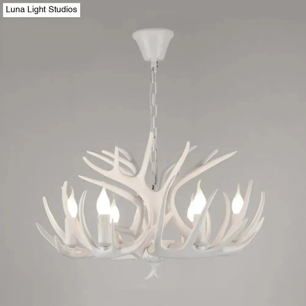 Antler Deco Resin Candle Chandelier: Country Style Suspension Light for Restaurant Ambience