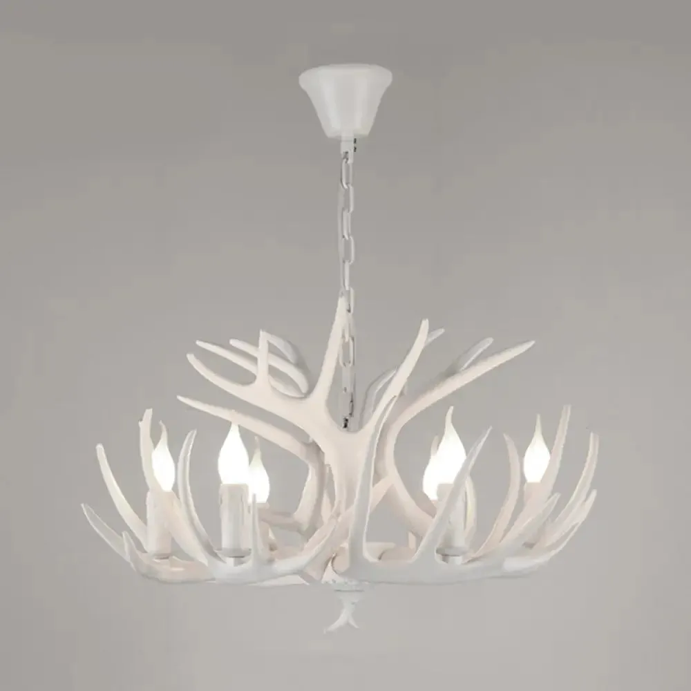Antler Deco Resin Candle Chandelier: Country Style Suspension Light for Restaurant Ambience