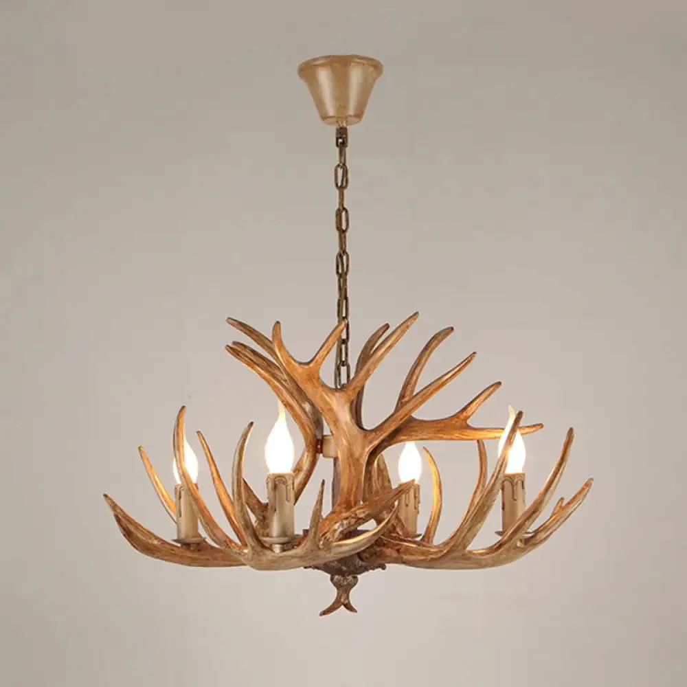 Antler Deco Resin Candle Chandelier: Country Style Suspension Light for Restaurant Ambience