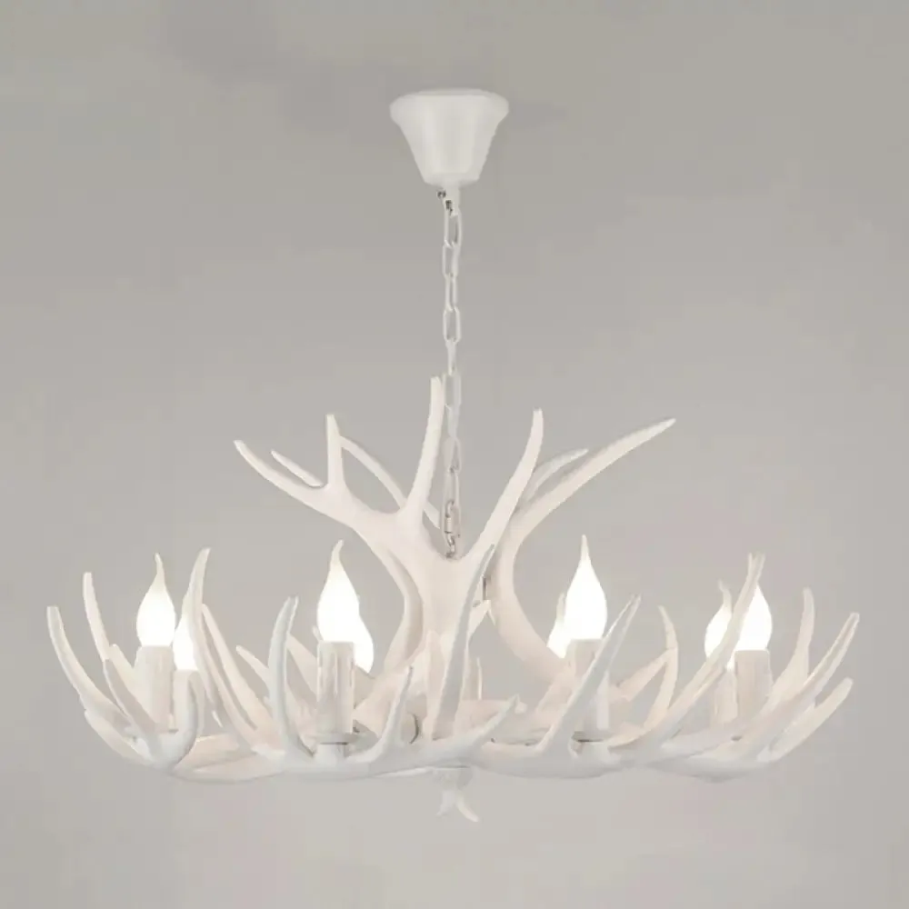 Antler Deco Resin Candle Chandelier: Country Style Suspension Light for Restaurant Ambience