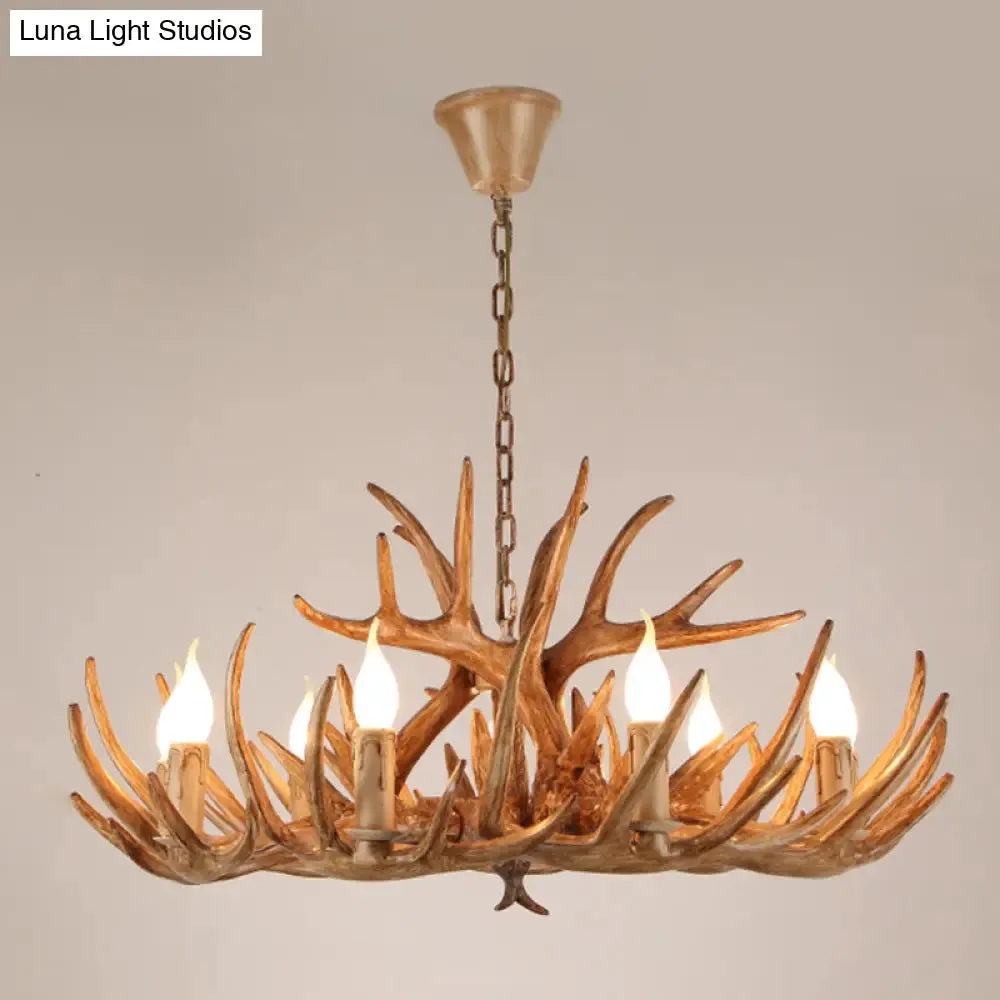Antler Deco Resin Candle Chandelier: Country Style Suspension Light for Restaurant Ambience