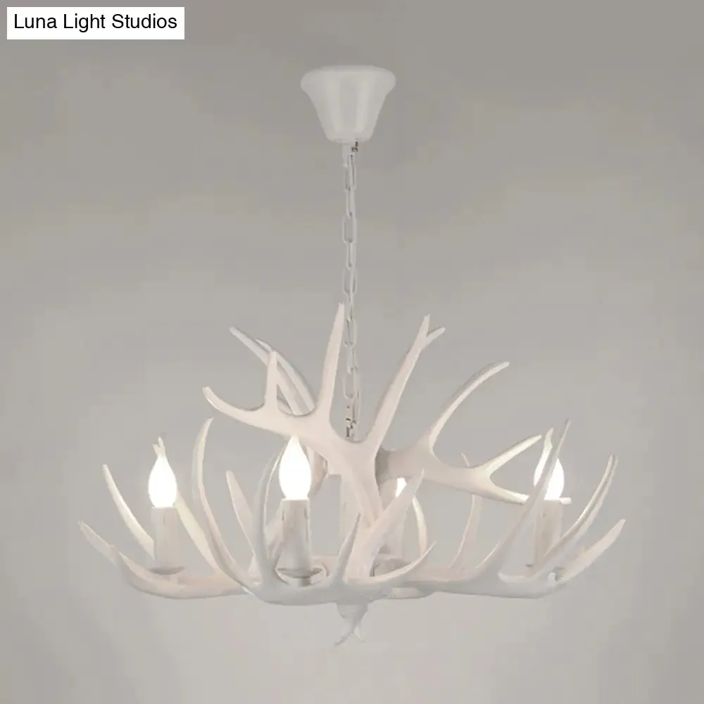 Antler Deco Resin Candle Chandelier: Country Style Suspension Light for Restaurant Ambience