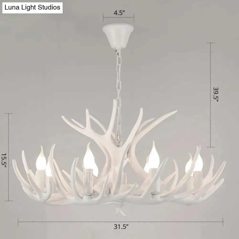 Antler Deco Resin Candle Chandelier: Country Style Suspension Light for Restaurant Ambience