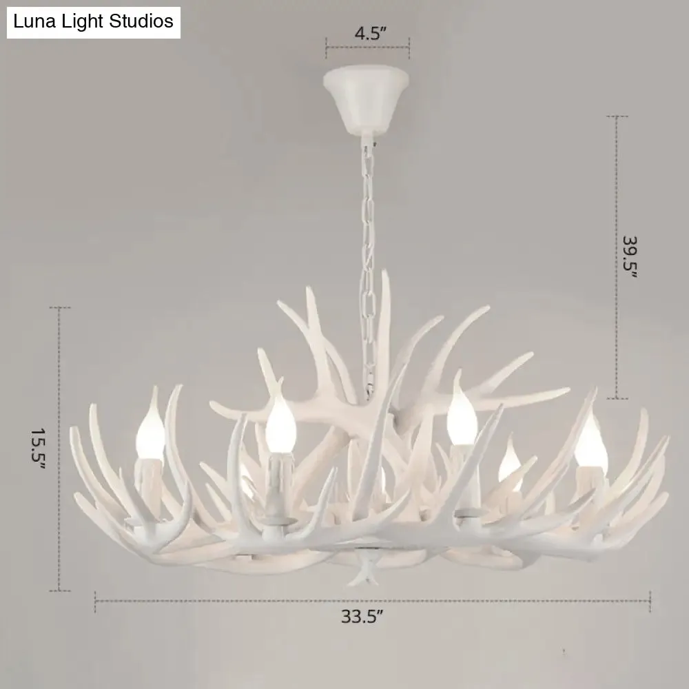 Antler Deco Resin Candle Chandelier: Country Style Suspension Light for Restaurant Ambience