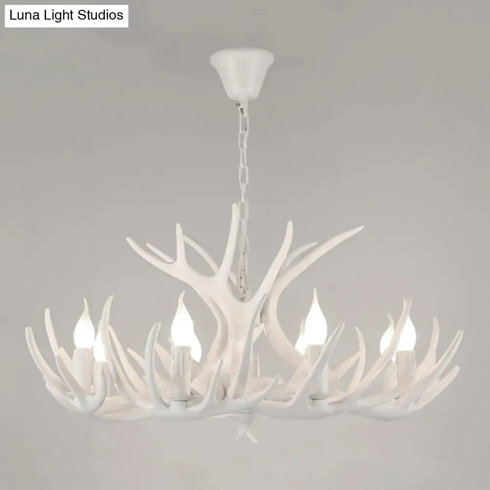 Antler Deco Resin Candle Chandelier: Country Style Suspension Light for Restaurant Ambience