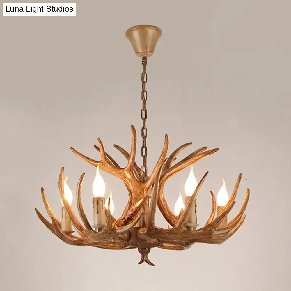 Antler Deco Resin Candle Chandelier: Country Style Suspension Light for Restaurant Ambience