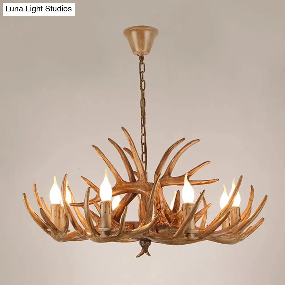 Antler Deco Resin Candle Chandelier: Country Style Suspension Light for Restaurant Ambience
