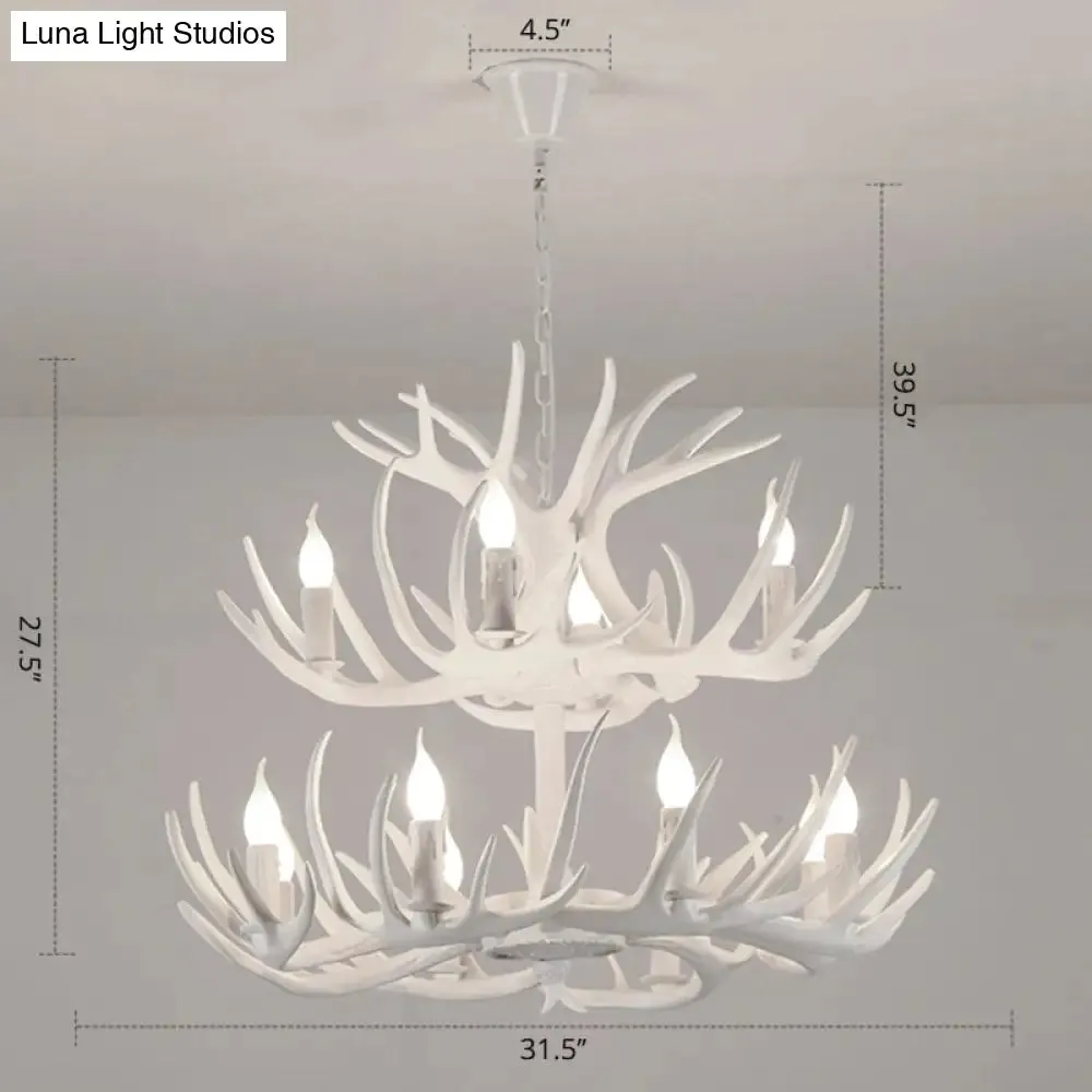 Antler Deco Resin Candle Chandelier: Country Style Suspension Light for Restaurant Ambience