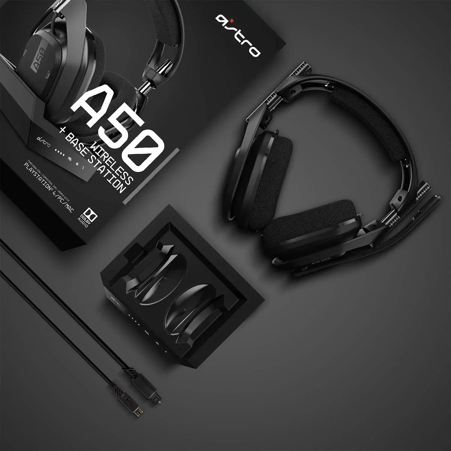 ASTRO Gaming A50 Wireless Headset   Base Station Gen 4 - Compatible With PS5, PS4, PC, Mac - Black/Silver