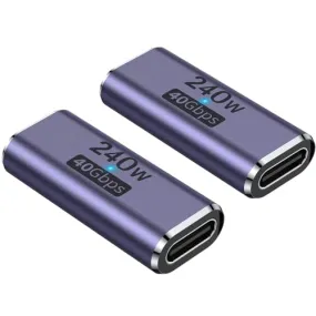 AuviPal 240W USB C Coupler (2 Pack), USB Type C Female to Female Adapter Extender Compatible with Thunderbolt 4/3 Support up to 240W Charging, 40Gbps Data Transfer and 8K@60Hz Video