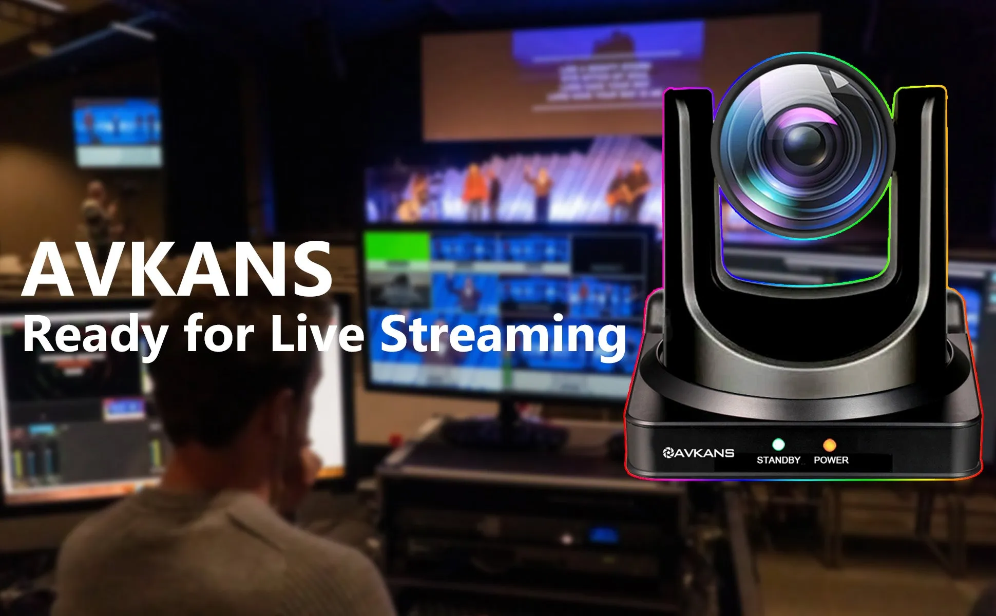 AVKANS 4K NDI Camera, 20X SDI/HDMI/USB/IP Live Streaming 4K PTZ Camera for Church Events Video Production Services