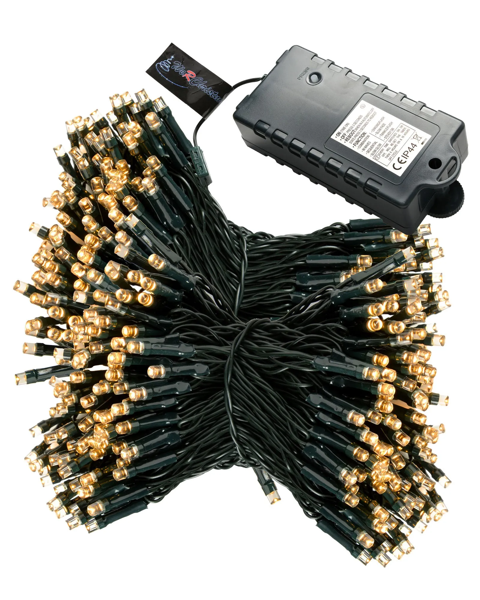 Battery Operated Multi-Function 100 LED Light String with Timer, Warm White