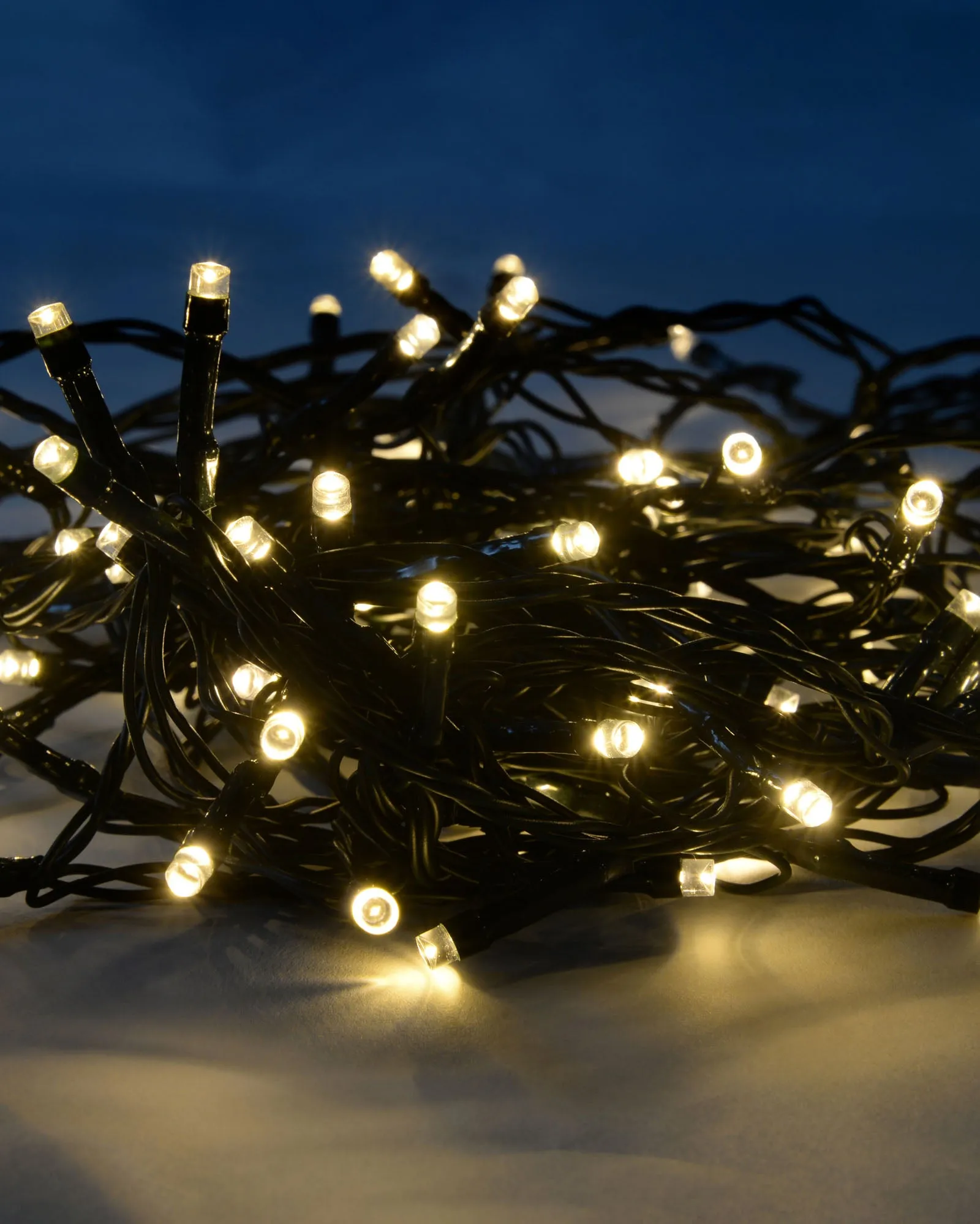 Battery Operated Multi-Function 100 LED Light String with Timer, Warm White
