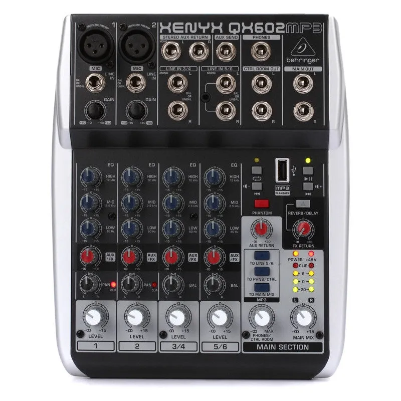 Behringer Xenyx QX602MP3 6-Input 2-Bus Analog Mixer