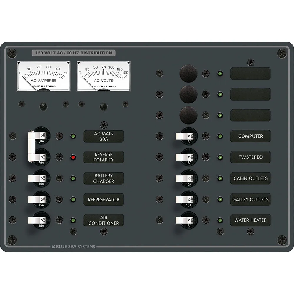 Blue Sea 8076 AC Main  11 Positions Toggle Circuit Breaker Panel - White Switches [8076]