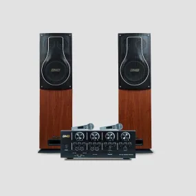 BMB Advance 150 150W RMS Dynamic Stereo Speakers with 2 Dynamic Mic, Paper Cone 20CM Wooden Woofers, 3 Equalizer Bands, 8 ohms, Multi-Connectivity Home Theater Compatible with LED/LCD TVs