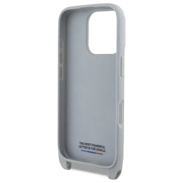 BMW M Series Carbon Stripe & Strap Case for iPhone 16 Pro Max 6.9" Grey - BMHCP16X23PSCCG