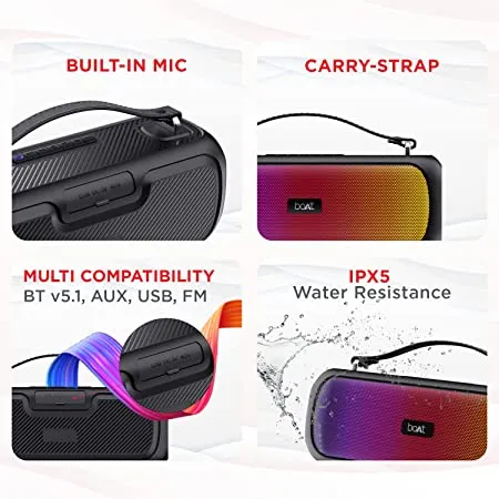 boAt Stone Symphony | 20W Portable Bluetooth Speaker, LED Lights, IPX5 Water Resistance, Bluetooth v5.1, TWS Feature