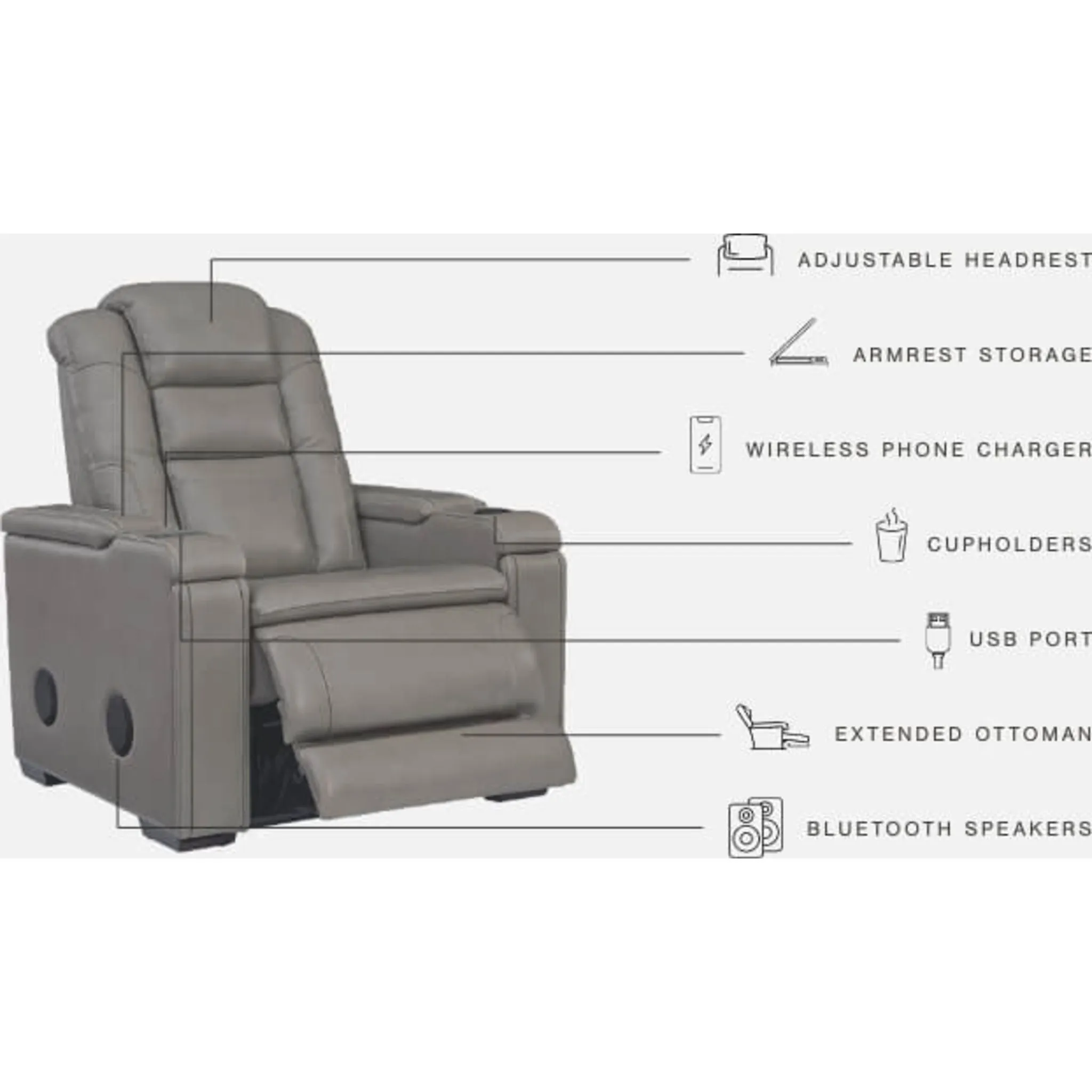 Boerna Power Recliner - Gray