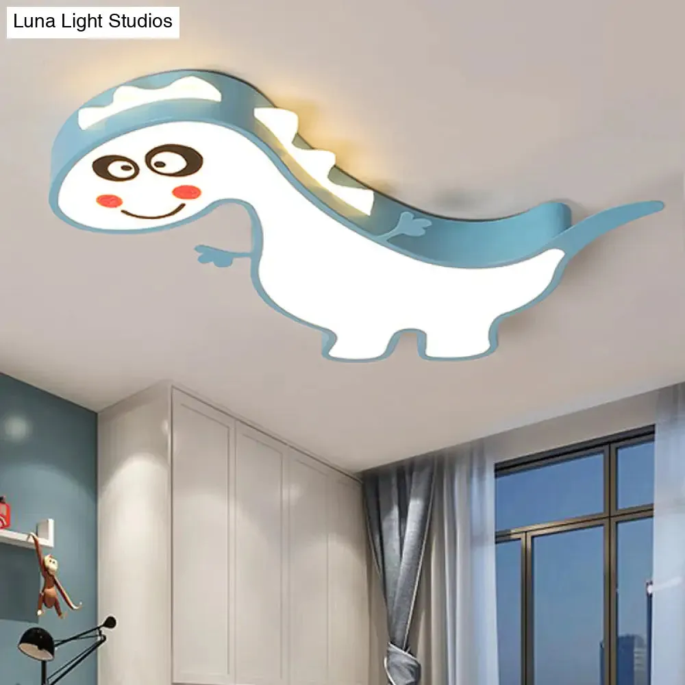 Boys Girls LED Ceiling Light: Dancing Dragon Acrylic Cartoon Flush Ceiling Fixture