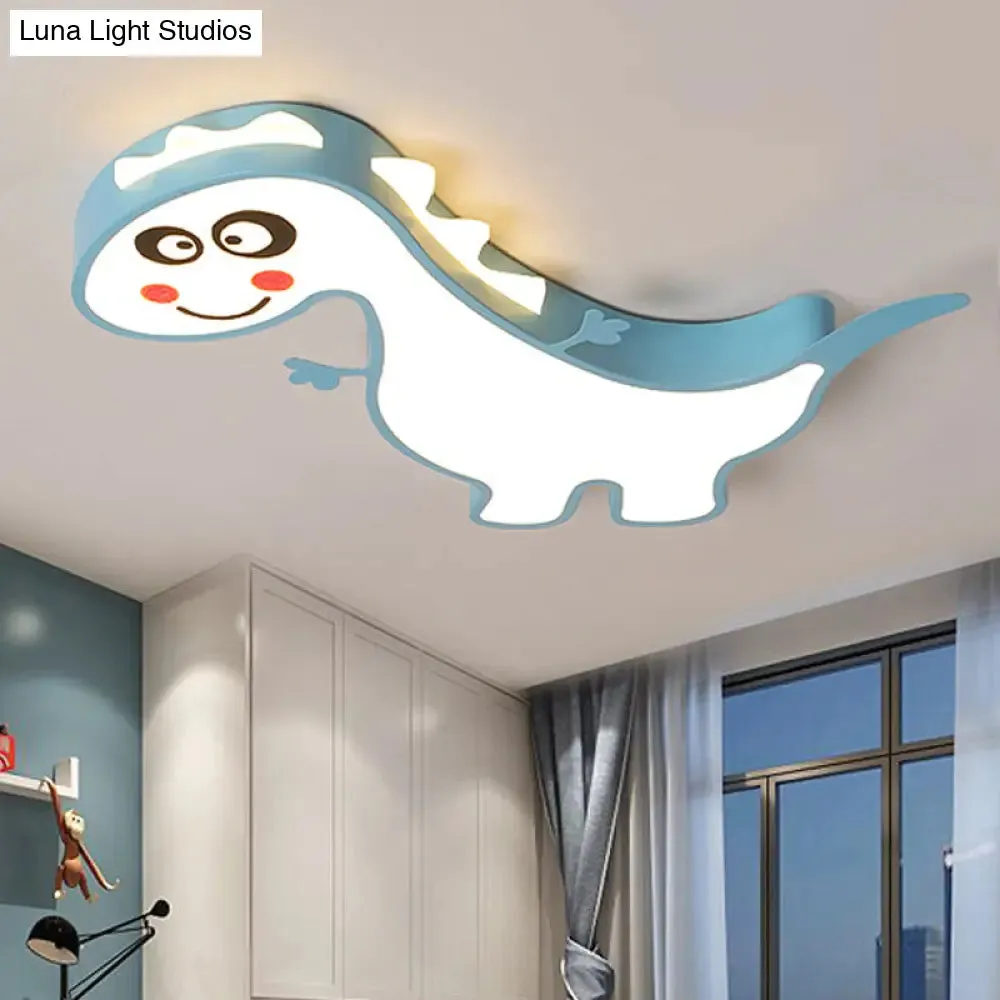 Boys Girls LED Ceiling Light: Dancing Dragon Acrylic Cartoon Flush Ceiling Fixture