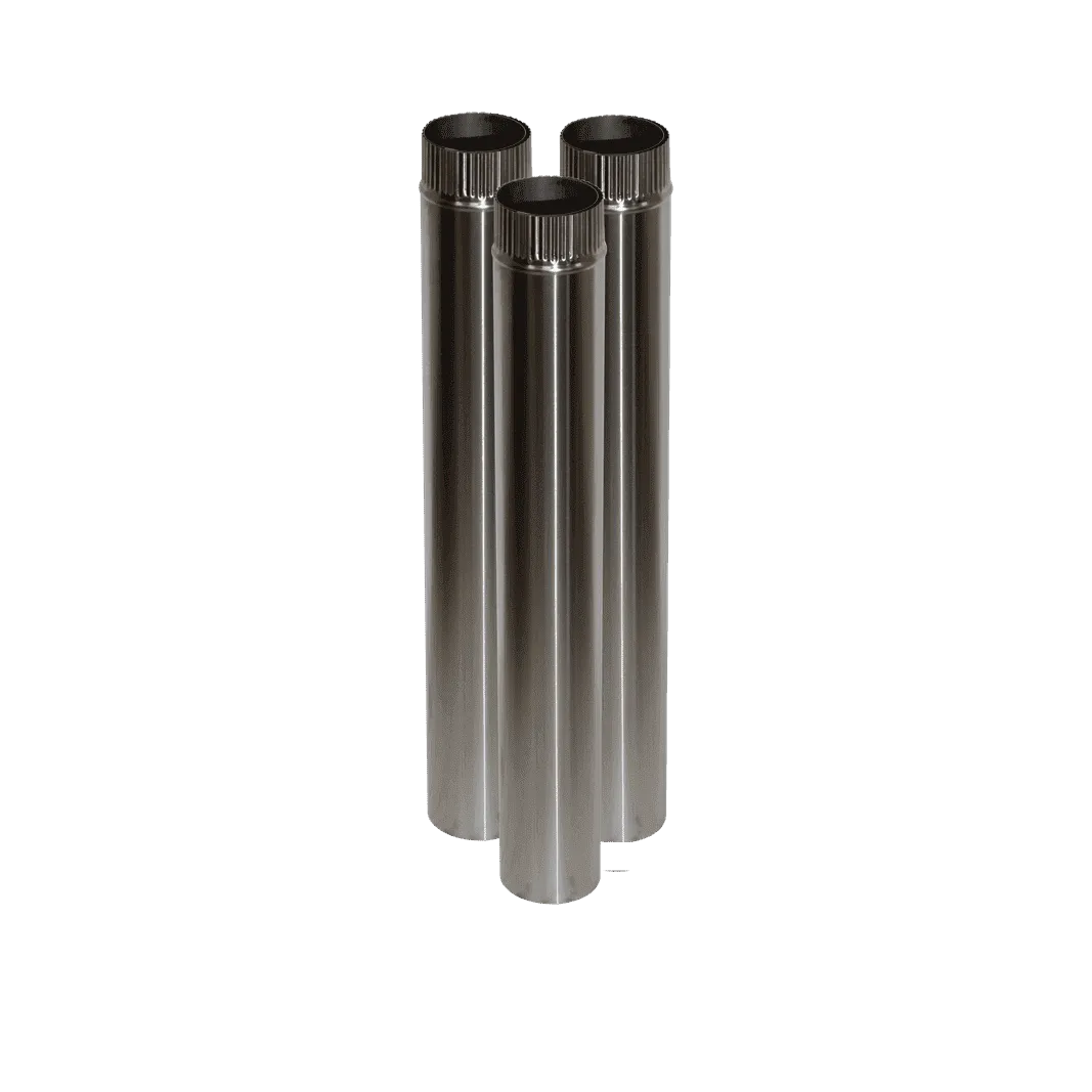 CB-3024-SS-3 Three 3" Stainless Steel Double Wall Flue Pipes, 24" Long