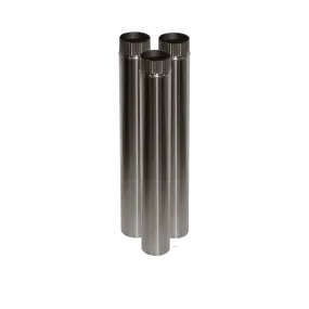 CB-3024-SS-3 Three 3" Stainless Steel Double Wall Flue Pipes, 24" Long